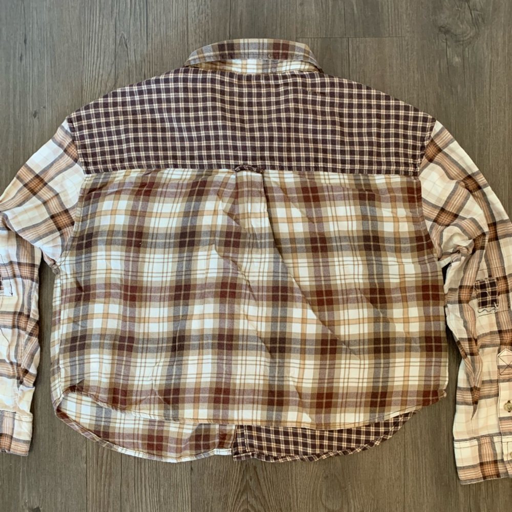 American Eagle Plaid Patchwork Shirt - image 6